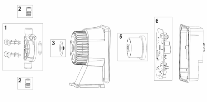 Cabezal de bomba completo en PVDF/Cerámica para GEA (1)