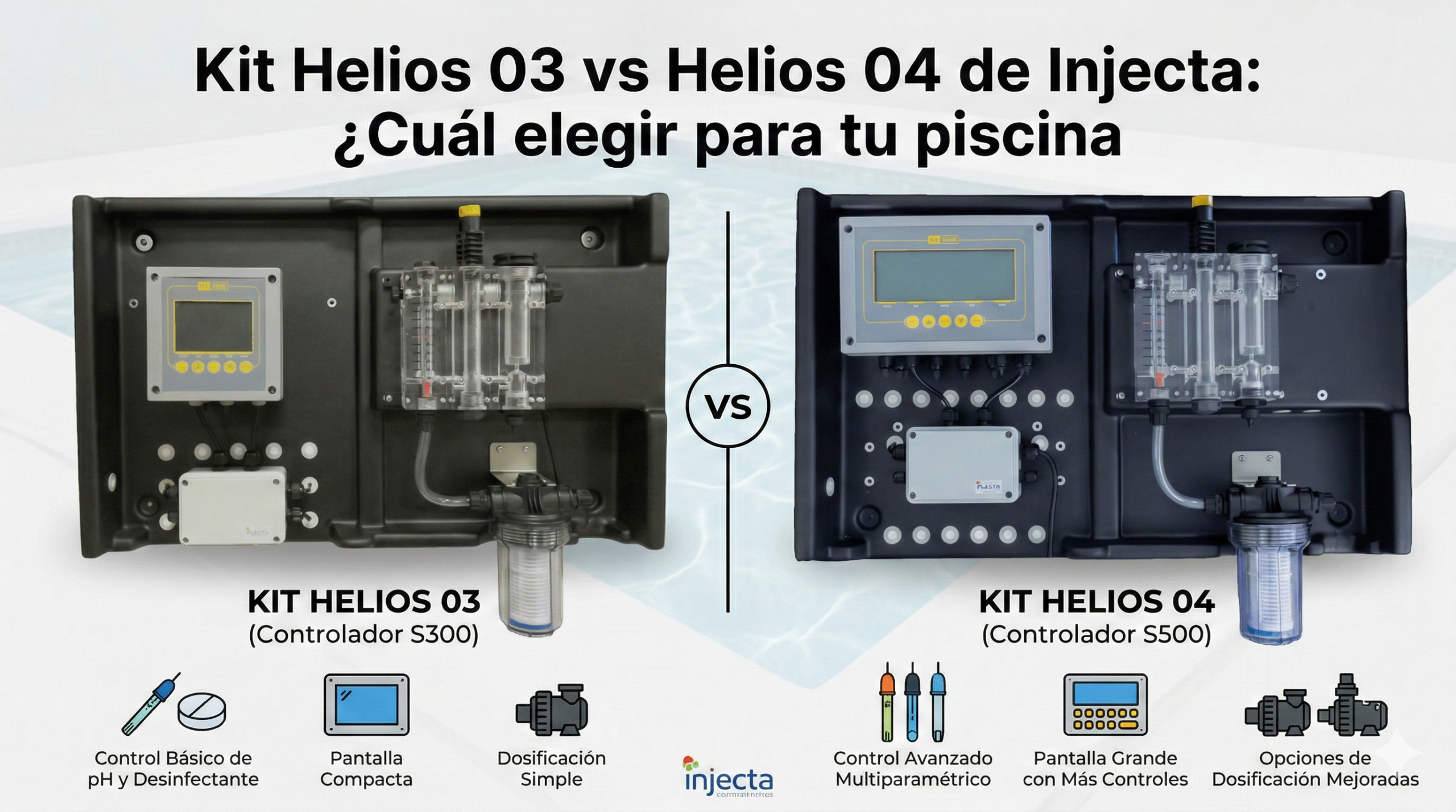 Kit Helios 03 vs Helios 04 de Injecta: ¿Cuál elegir para tu piscina?